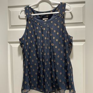 Roz & Ali navy and gold sleeveless top in excellent condition.
